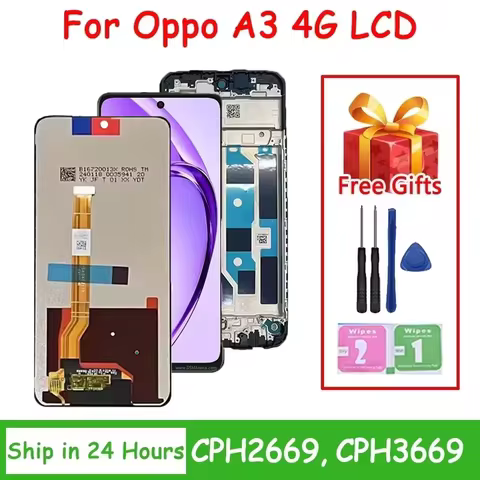 6.67" IPS LCD For Oppo A3 4G LCD Display Screen Touch Panel Digitizer CPH2669 CPH3669 Display With F