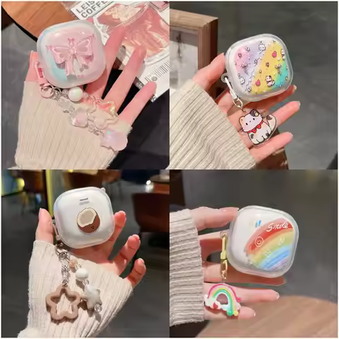 For Samsung Galaxy Buds Live 2 Pro 2 FE Case Cute Cartoon Clear Soft TPU Wireless Earphone Charging 