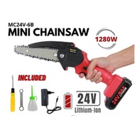 Mini Chainsaw Cordless 6 Inch  MC24V-6B  Electric Portable Chainsaw Rechargeable Li-ion Battery
