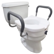 Carex E-Z Lock Raised Toilet Seat With Handles, 5" Toilet Seat Riser with Arms, Fits Most Toilets, H