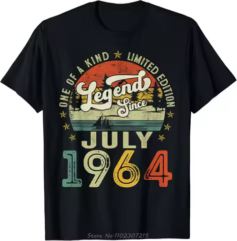 Legend Since July 1964 Oversized T-shirt Birthday Men's Clothing Streetwear Cotton Tshirt Fashion Ca