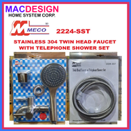 Meco SST 304 Twin Head Faucet w Telephone Shower and Holder 2224-SST