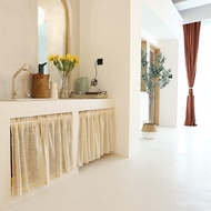 Curtain Cabinet Half Curtain Window Curtain Half Blackout Sheer Curtain Artistic Plain Beige Rod Cur