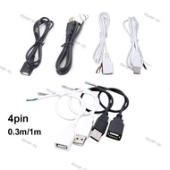 USB 2.0 5V 4pin diy usb Male Female Jack Connector Cable Power Extension Cable black white 30cm 100c