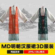 Clo3D Ancient Ming Dynasty Hanfu Jacket Dress - MD Costume Design 3D Model