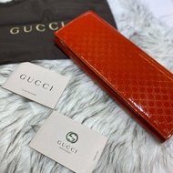 【舊愛新歡】GUCCI漆亮皮豔陽紅手拿長夾