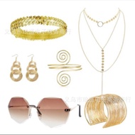 1970s DISCO DISCO Party Accessories Ladies Dress Up Metal Necklace Bracelet Earring Accessories Set
