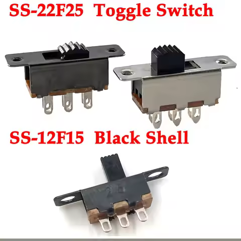 1-10Pcs Slide Switch 2 Position 6 Pins With Fixed Hole Handle DPDT 2P2T SS22F25- G7 SS-12F15 Toggle 