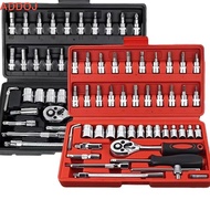 ADDOJMY 46pcs Ratchet Wrench Set, with Storage Toolbox 1/4 Inch Torque Wrench Combo Kit, Durable Car