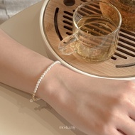 Moska 3mm Pearls Bracelet for Women Artificial Pearls Bracelet Waterproof Bangle Anti-Tarnish Waterp