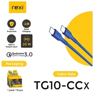 Rexi TG10-CCX Type-C To Type-C Data Cable fast delivery & Quick charge 3.0A 1 PCS ORIGINAL