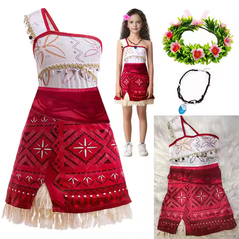 New Movie Moana 2 Girl Dress Halloween Party Costume Princess Fancy Clothes Vaiana Outfit Dress
