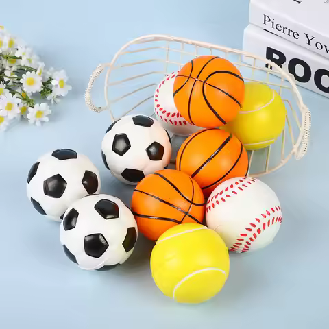 63mm Foam PU Fidget Stress Relief Ball - Fun Soothing Elastic, Tennis/Soccer/Basketball/Baseball Des