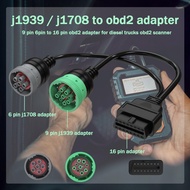 2-in-1 OBD2 Adapter Cable,9 Pin J1939 and 6 Pin J1708 to 16 Pin OBD2 Adapter Split Y Cable for Diese
