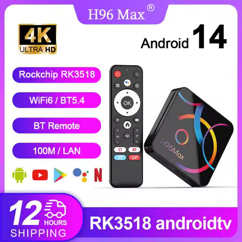 H96Max RK3518 Android 14 4K TV Box Quad Core WiFi6 BT5.4 Google Voice Assistant with New Geometric L