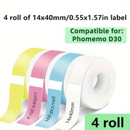 4 Rolls 640 Sheets Color (White, Blue, Pink and Yellow) Thermal Label Paper, Used for Phomemo D30 14