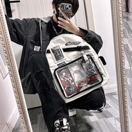 Unisex Large Capacity Transparent Ita Bag School Style, Student Laptop Backpack, Men's and Women's T