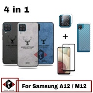 Paket 4in1 Case Deer Samsung A12 M12 Anti Gores Layar Free Camera &amp; Ga