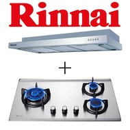 Rinnai RH-S269-SSR Stainless Steel Slimline Hood + RINNAI RB-73TS 3 BURNER HYPER FLAME STAINLESS STEEL BUILT-IN HOB