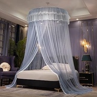 Dome Princess Bed Canopy Round Lace Mosquito Net Play Tent Hanging Bed Canopy for Double Single Bed Baby Mosquito Net Bed Tent for Bedroom Decorative, Grey