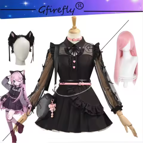 Yoisaki Kanade Cosplay Costume Elegant Black Dress Wig Accessories Full Set Adult Women Halloween Ca