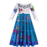 Encanto Mirabel Madrigal Cosplay Costume for Kids Girl  Halloween Princess Dress Outfits