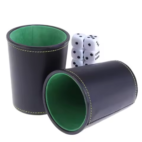 1 Pc PU Leather Dice Cup, Green Flannel Interior Quiet Dice Shaker Cup for Liars Dice/ Farkle/ Yaht-