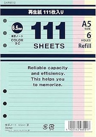 Raymay Fujii DAR4012 Notebook, Refill, Horizontal Ruled Notebook, 0.26 inch (6.5 mm) Ruled, A5, 3 Co