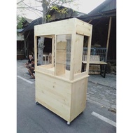 BEBAS ONGKIR - gerobak jualan gerobak minimalis booth kayu jati
