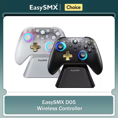 EasySMX D05 Wireless Gaming Controller Gamepad for PC/Switch/TV/Phone with Charging Dock RGB Hall Ef