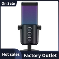 USB Gaming Microphone RGB Condenser Mic with Noise Cancellation Monitoring for Streaming/Recording/A