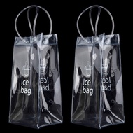 2Packs Portable Wine Ice Bag Clear Wine Cooler Bag Wine Chiller Ice Bag Collapsible Wine Bag PVC Win