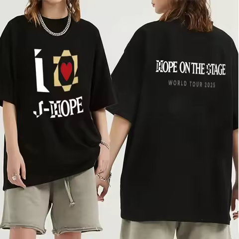 2025 Summer New Casual Y2K Cotton Print T-shirt Hip Hop New Jhope HOPE ON THE STAGE T-shirt Versatil
