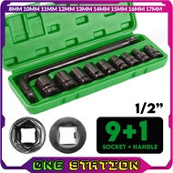 10pcs MLG 824 1/2 Inch Impact Socket Wrench Tool Set 1/2 Socket Set