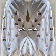 3P9U9- Chery Tassel Embroidered Square Hijab Comfortable Muslim Square Embroidered Square Hijab/