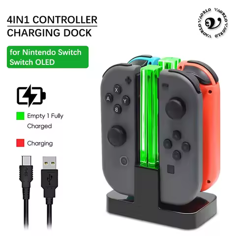 4 In 1 LED Charger Stand Dock Station Indicater for Nintendo Switch NS for Joy-Con Controller Stand 