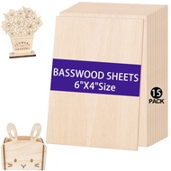 15 Pack Basswood Sheets 6" x 4" x 1/8" 3mm Basswood for Laser Cutting Thin Plywood Sheets Unfinished