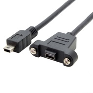 Mini USB 5Pin Male to Female Extension Cable Panel Mount Type with Screws 30cm/1ft