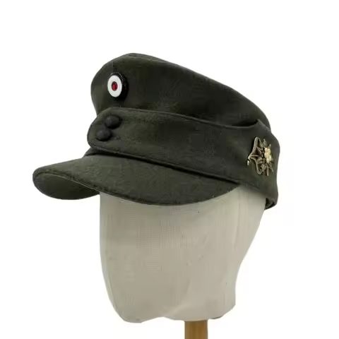 Green Wool German Field Cap Hat Metal Sniper Edelweiss Cap Patrol Hat