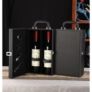 2-Compartment Wine Bottle Storage Box + 4-Compartment Opener Soft Touch Leather With 750ml