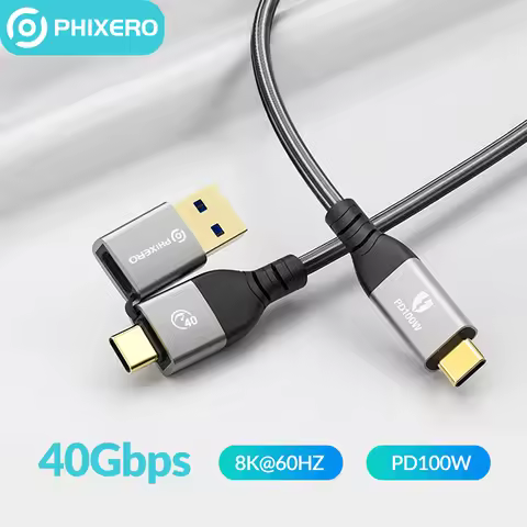PHIXERO 2 In 1 40Gbps USB C Cable PD100W Fast Charger Cord 8K @60Hz HD USB 3.0 to USB C Cable for Ma