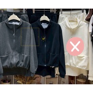 Live Style Feb26-088 Solid Color Stand Collar Front Pocket Hem Drawstring Zipper Jacket