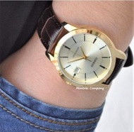 Montres Company 香港註冊公司(33年老店) 卡西歐 CASIO 情侶錶 情侶裝 棕啡色皮革錶帶 MTP MTPV004 MTPV004GL MTP-V004 MTP-V004GL MT