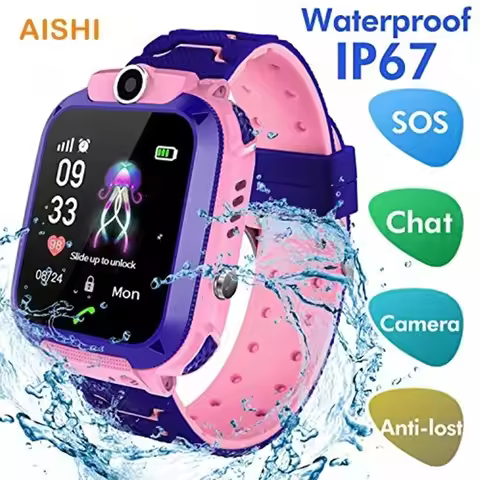 AISHI Q12 Kids Smart Watch IP67 Waterproof SOS Camera Phone 2G SIM Card Voice Call LBS Location Chil