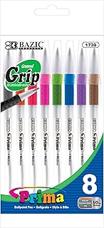 BAZIC 8 Color Prima Stick Pen with Cushion Grip