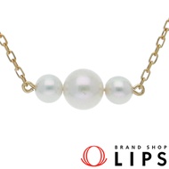 Mikimoto珍珠項鍊，珍珠：約4-6毫米（吊墜尺寸：約0.6公分（高）x 1.4公分（寬）x 0.6公分（深），鍊長：約38公分），K18YG鍍金，拋光，成色極佳 [二手]