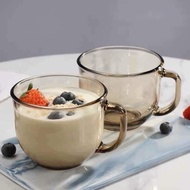 Set of 2 amber glass cups 450ml, combo of 2 amber glass cups