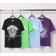 High Quality S ** p5 *** e Spider Web 555 Portrait Letter Foam Short-Sleeved T-Shirt Men Women T-Shi