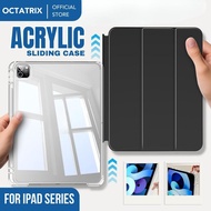 Acrylic Case iPad Gen 11 10 A16 Pro 12.9 Mini 6/7 8.3" Detachable Sliding Cover With Pen Slot Magnet
