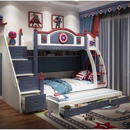 Premium Children Bunk Bed Kids Full Set With Wardrobe Cabinet Drawer Slide Solid Wood Kanak Kanak Ka